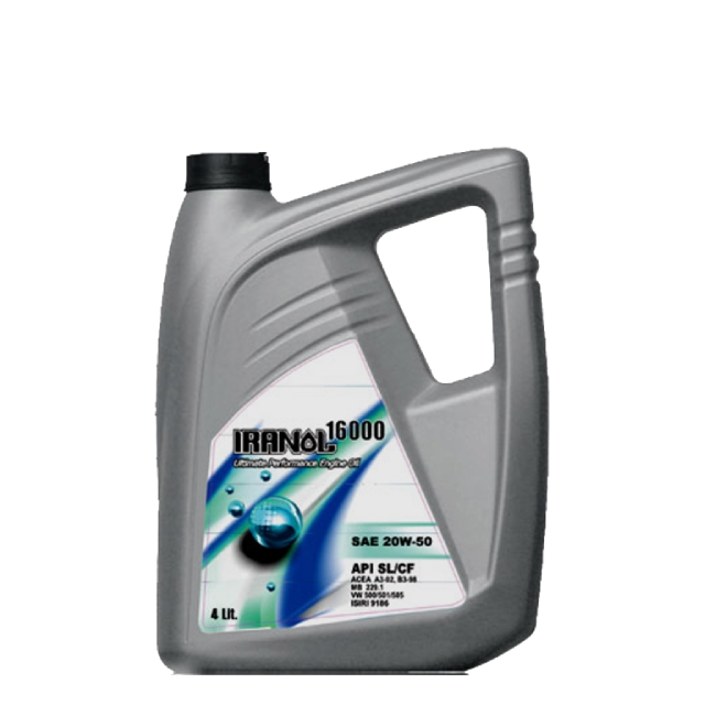 ایرانول 16000 20W50 SL/CF پلاستیکی 4 لیتر